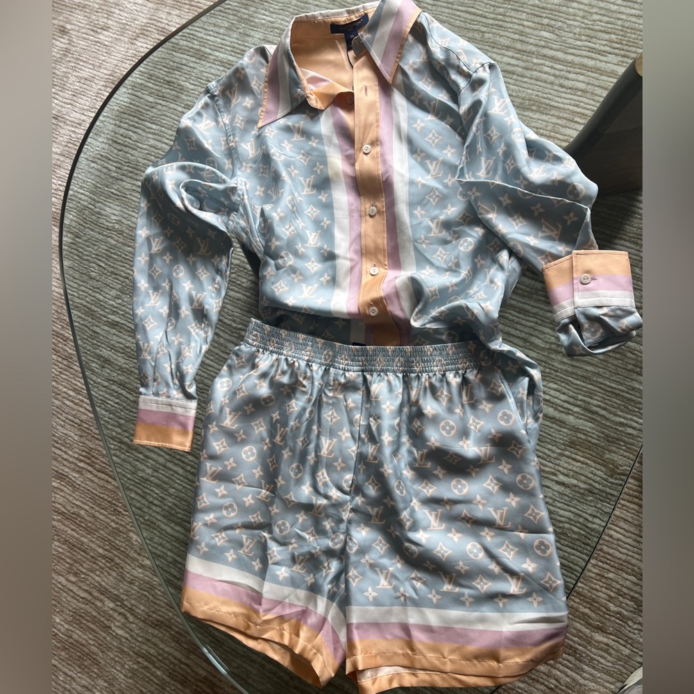 Louis Vuitton silk shirt and shorts